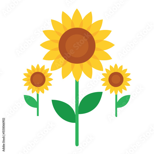 sunflower-flowers-vector-art-icon-white-background. 