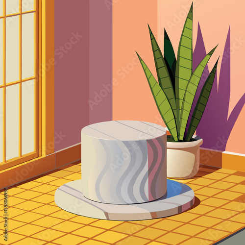 sunlit-interior-corner-with-a-white-marble-podium 
