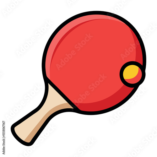 Table tennis paddle doodle vector on white background. 