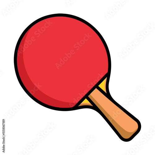 Table tennis paddle doodle vector on white background. 