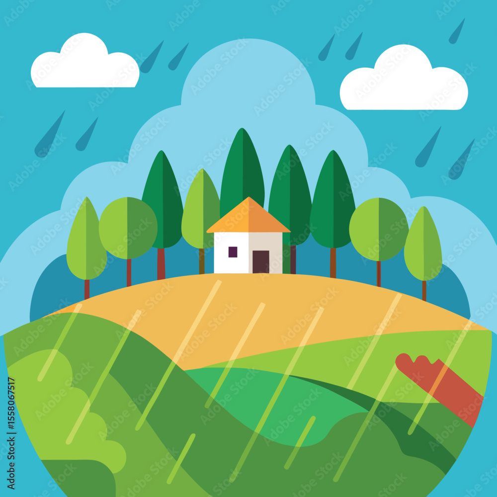 Fototapeta premium the-countryside-is-drenched-with-rain 