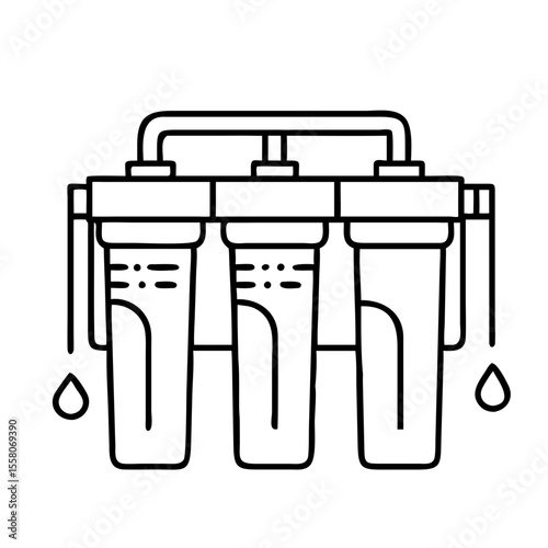 Water filter system line icon. Urban water supply and purification concept. Industrial water treatment equipment. Vector illustration for purification, plumbing, health, clean