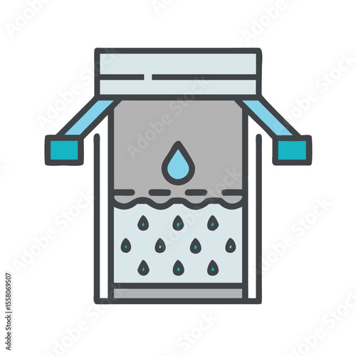 Water filtration system icon representing urban water supply and treatment process. Vector illustration for purification, plumbing, and sewage concept