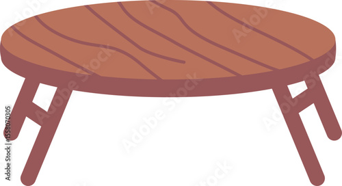 Wooden round table desk vector illustration