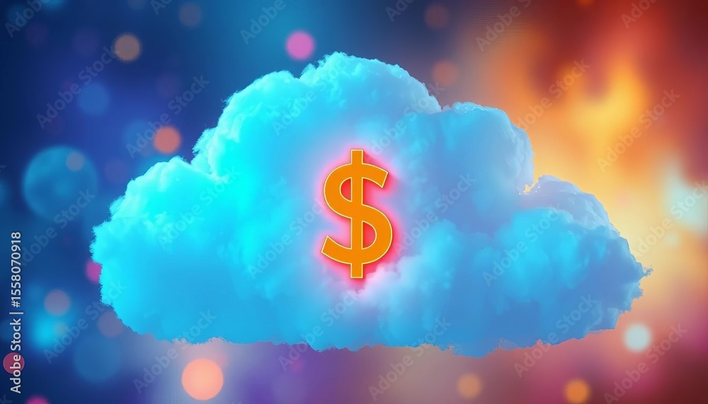 Cloud with dollar sign, symbolizing online finance and digital payments, online banking, mobile payment Cloud with dollar sign, symbolizing online finance and digital payments, online banking, mobile payment