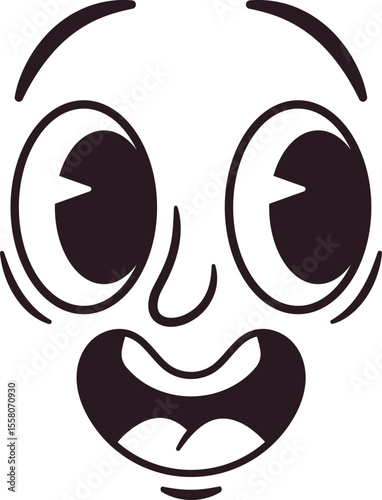 Retro amazed face emoticon expression