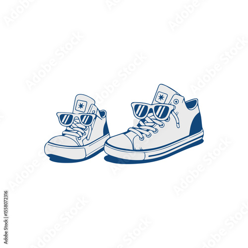 Sneakers Logo Blue Shoe Illustration for Streetwear, Fashion or Sportswear Brands