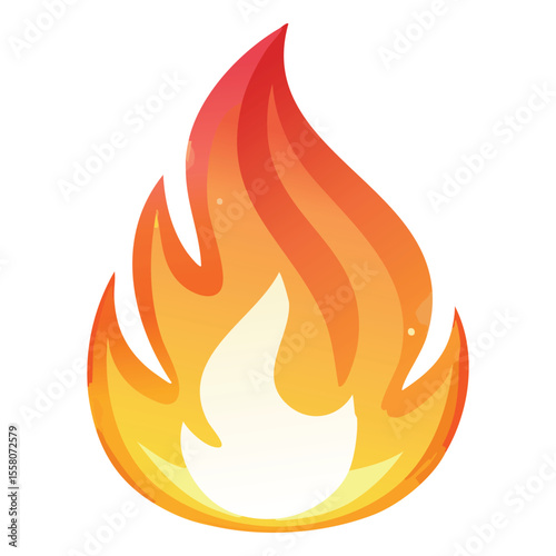 Shiny Fire Flame Icon in Orange and Yellow - Vector Illustration
