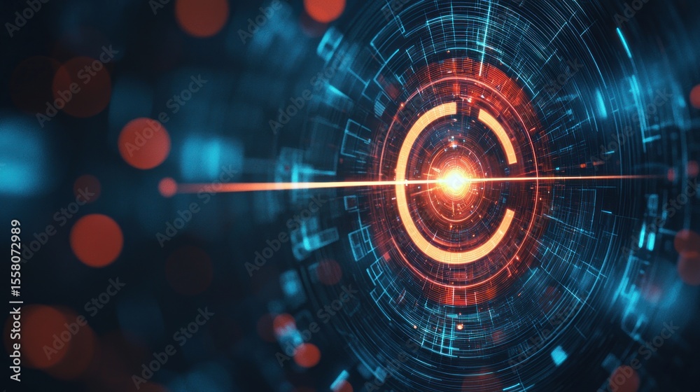 Fototapeta premium Technology target background round modern bokeh copy space