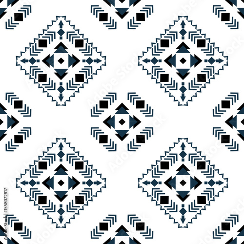 Native ethnic geometric pattern on a light gray background. Native fabric, tiles, rugs, shirts, wallpaper, wall