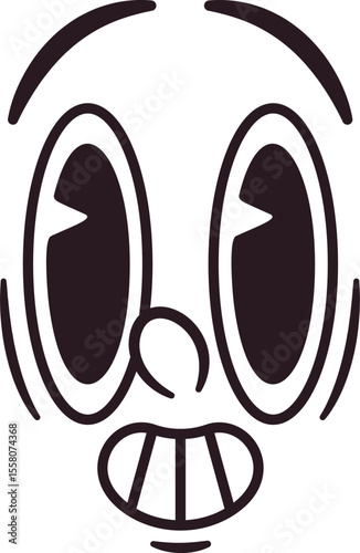 Retro crazy facial emoji character