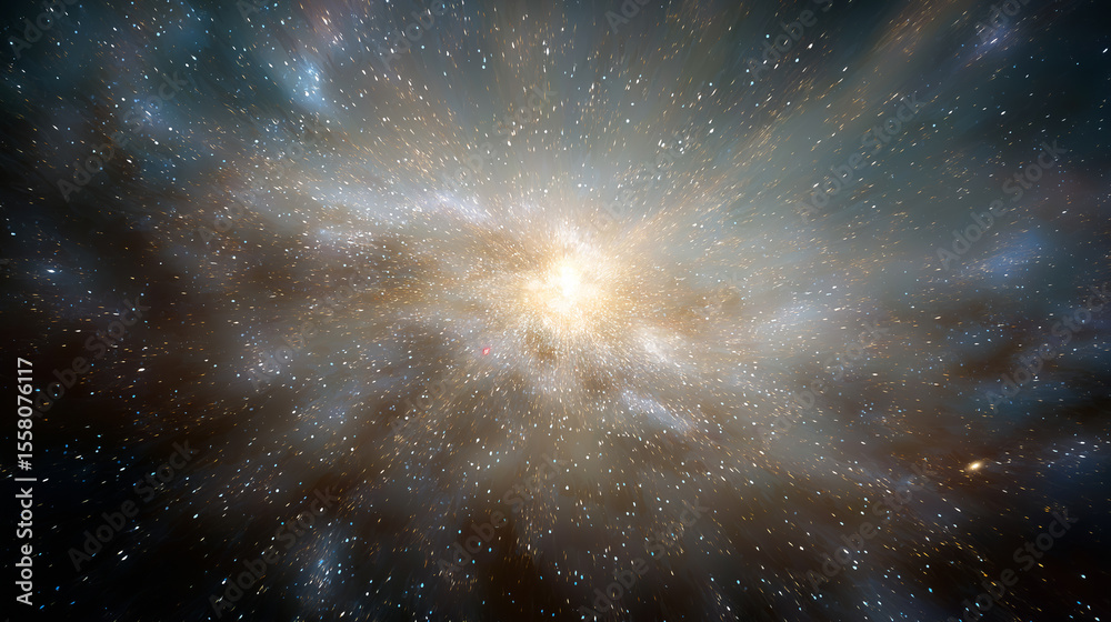 Obraz premium Universe, glowing spiral galaxy forms stunning celestial structure.