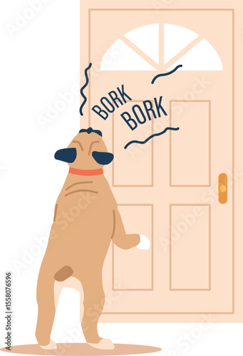 Misbehave dog barking at door