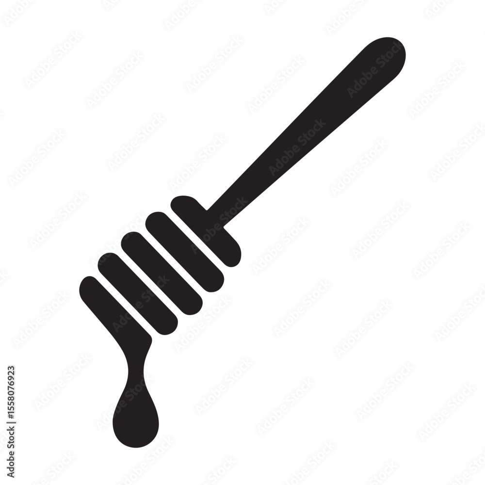 Honey dipper dripping honey, isolated on white background Honey dipper dripping honey, isolated on white background