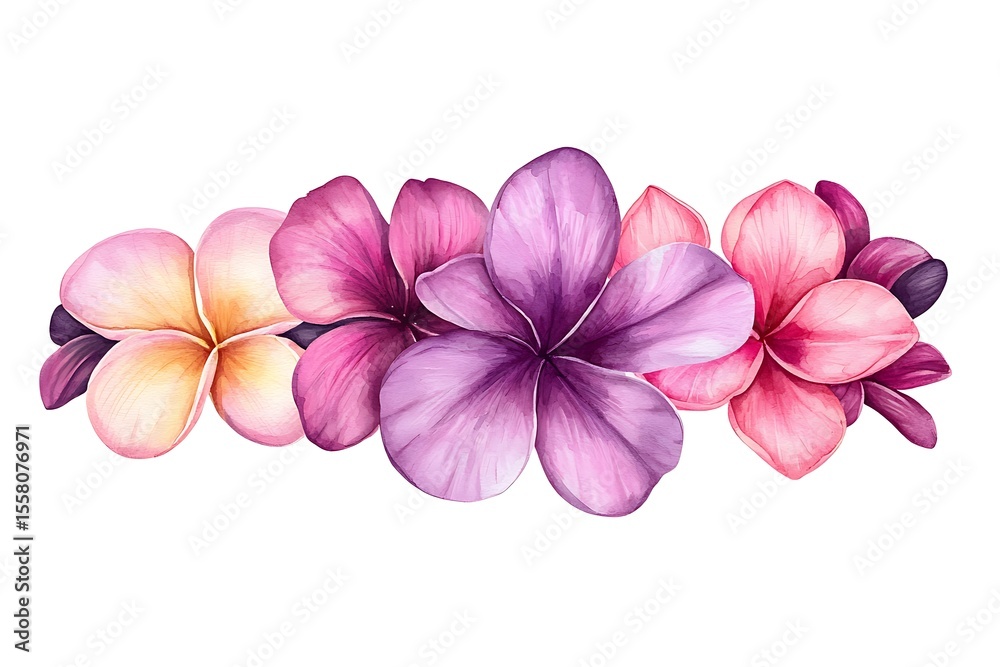 Obraz premium Elegant and Vibrant Watercolor Floral Arrangement with Soft Pink and Purple Flowers