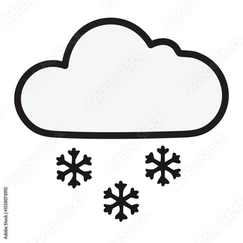 Snow rainfall Weather Icon - Cloud and Snowflakes - Vector Style
