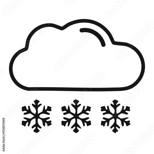 Snowy Weather Icon with Cloud and Snow - Vector Illustration
