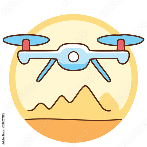 Camera Drone Flying Above - Sky Scene - Vector Art
