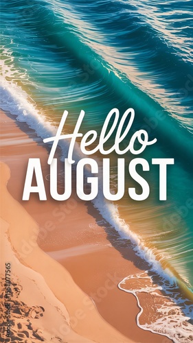 Hello August Banner Beach Background