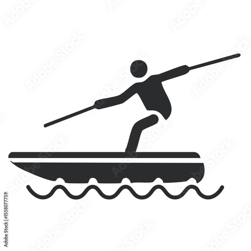 Wakeboarding Scene: Jump Behind Speedboat - Vector Illustration

