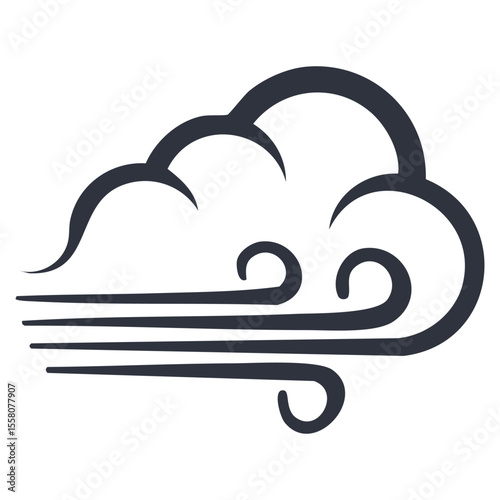 Windy Conditions Icon with Cloud and Gusts - Vector Illustration
