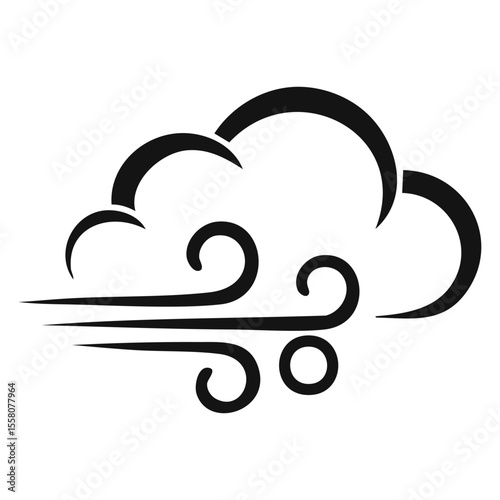 Cloudy Wind Scene Icon - Swirling Wind and Cloud - Vector Illustration

