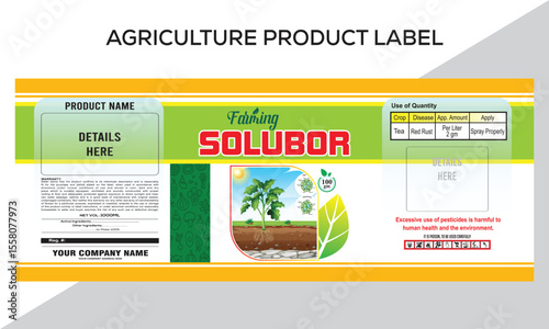 Organic Fertilizer Label Design Template – Editable Vector for Packaging, Agriculture Pesticide product label Design.
