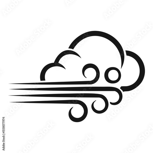 Windy Atmosphere Icon with Cloud and Swirl - Vector Style
