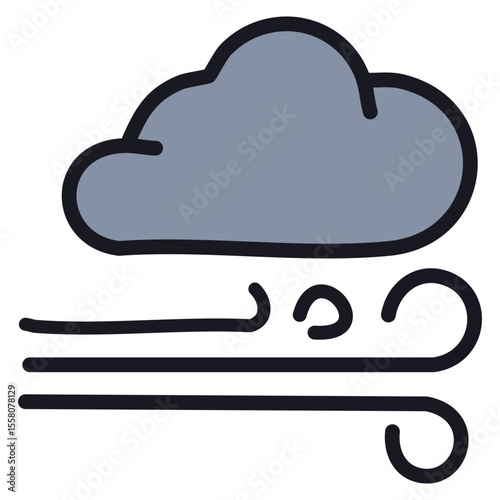 Cloud and Wind Icon for Windy Weather - Vector Style
