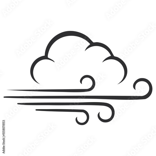 Windy Day Symbol with Cloud and Swirling Air - Vector Illustration
