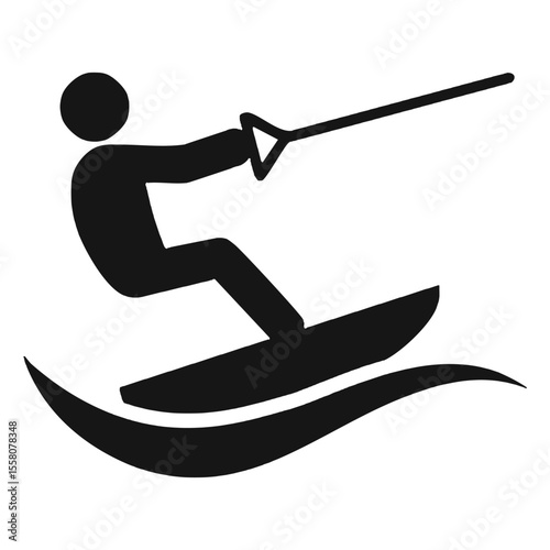 Wakeboarder Jumping Behind Speedboat - Silhouette Vector
