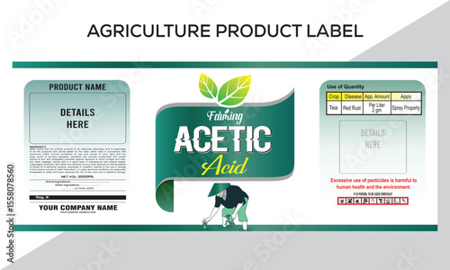 Organic Fertilizer Label Design Template – Editable Vector for Packaging, Agriculture Pesticide product label Design.