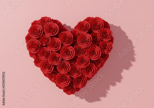 A Heart Shaped Bouquet of Red Roses for Valentines Day