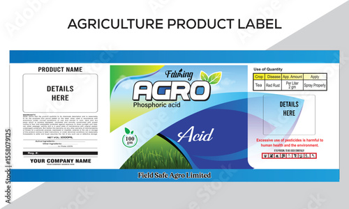 Organic Fertilizer Label Design Template – Editable Vector for Packaging, Agriculture Pesticide product label Design.