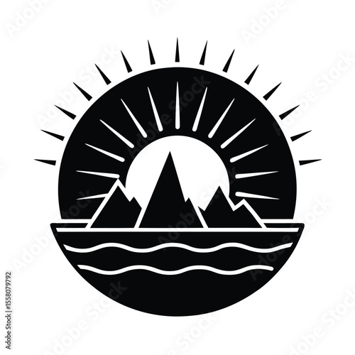 Polar Sunrise Icon Outline Vector Illustration