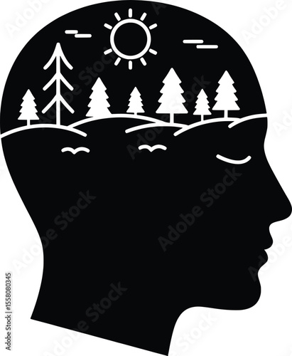 Mental Health Awareness Serene Landscape Vector Illustration