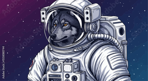 Wolf astronaut in space