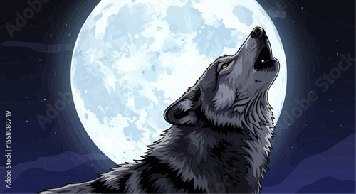 wolf howling at the moon