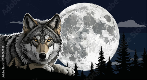 wolf howling at night