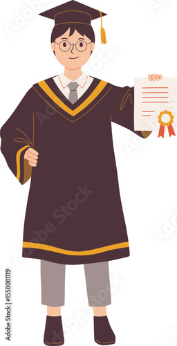 Proud Graduate Showcasing Diploma and Honors

