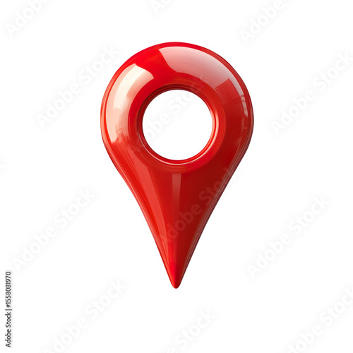 Isolated red pin icon on a transparent background, a symbol for location and navigation, perfect for map, travel, and GPS pointer sign, mark indicating a specific place or destination 