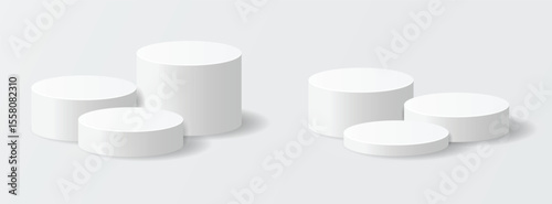 3D white cylinder podium st...