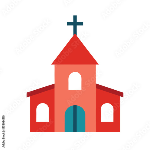 Flat color style and minimalist of a church icon Vector illustration