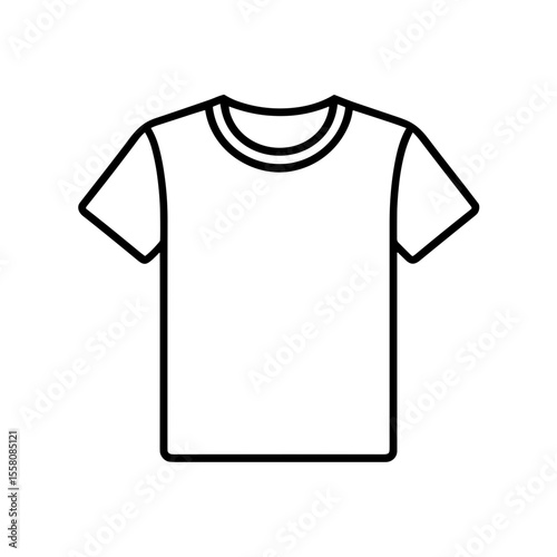 Basic short-sleeve T-shirt icon outline – symbol of casual wear