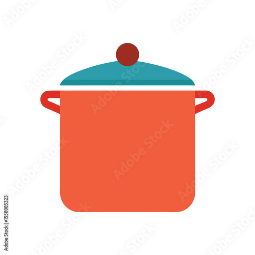 Cooking pot in flat color style minimalist design for kitchen elements Vector illustration