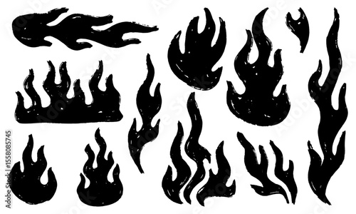 vector illustration of a fire flame collection set