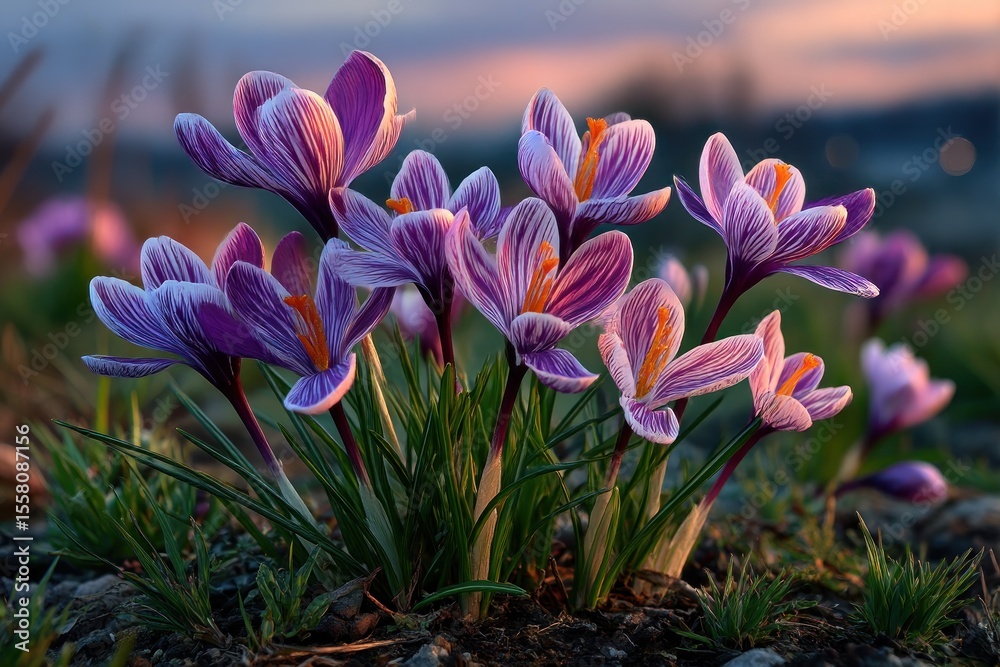 Fototapeta premium Spring crocuses in soft light