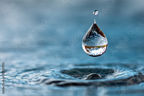 a floating clear water droplet