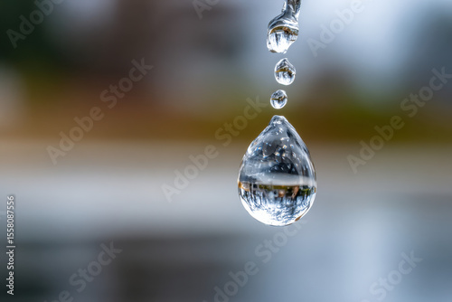 a floating clear water droplet