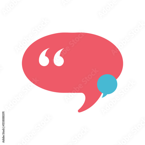Funny quote symbol in flat color minimalist design for humor and messages Vector illustration